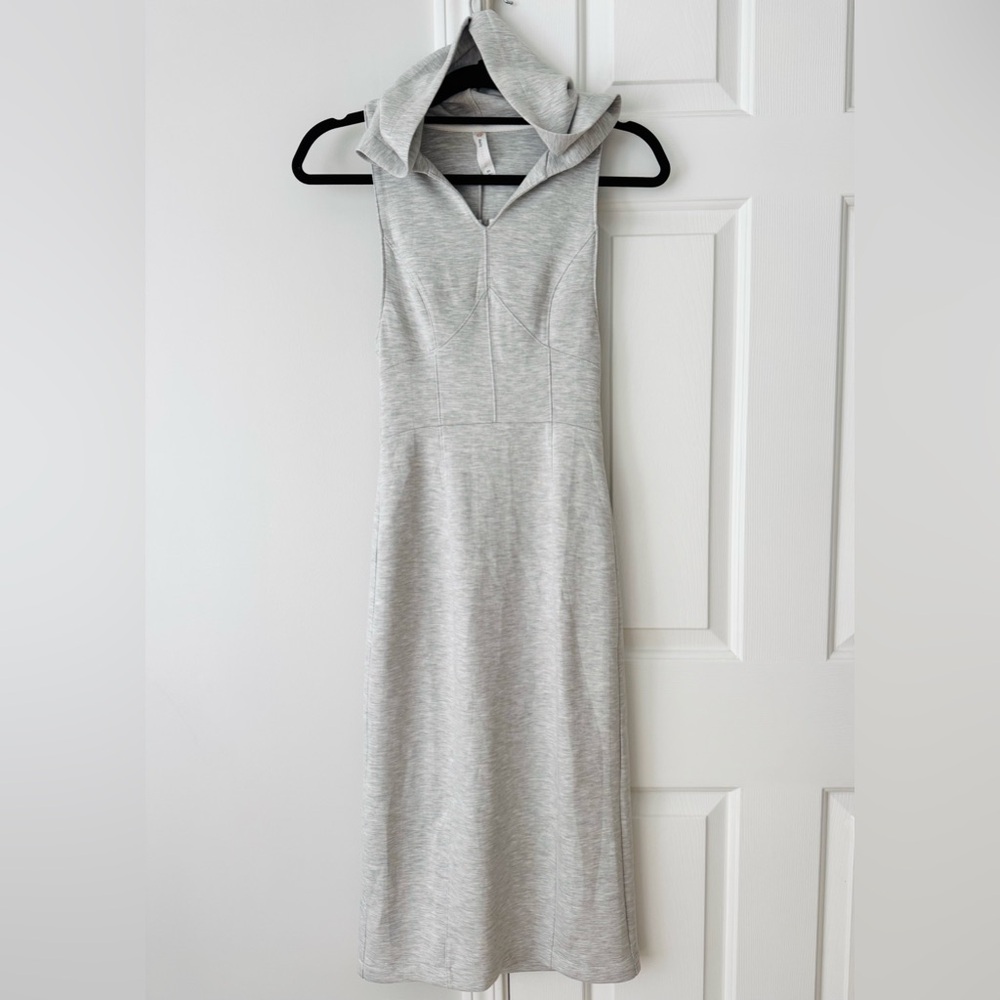 Anthropologie Light Gray Hooded Midi Dress - Picture 6 of 11